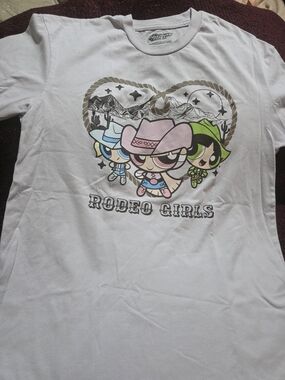 Powerpuff Girls Rodeo Girls Graphic Tee - White with Pink & Green Accents